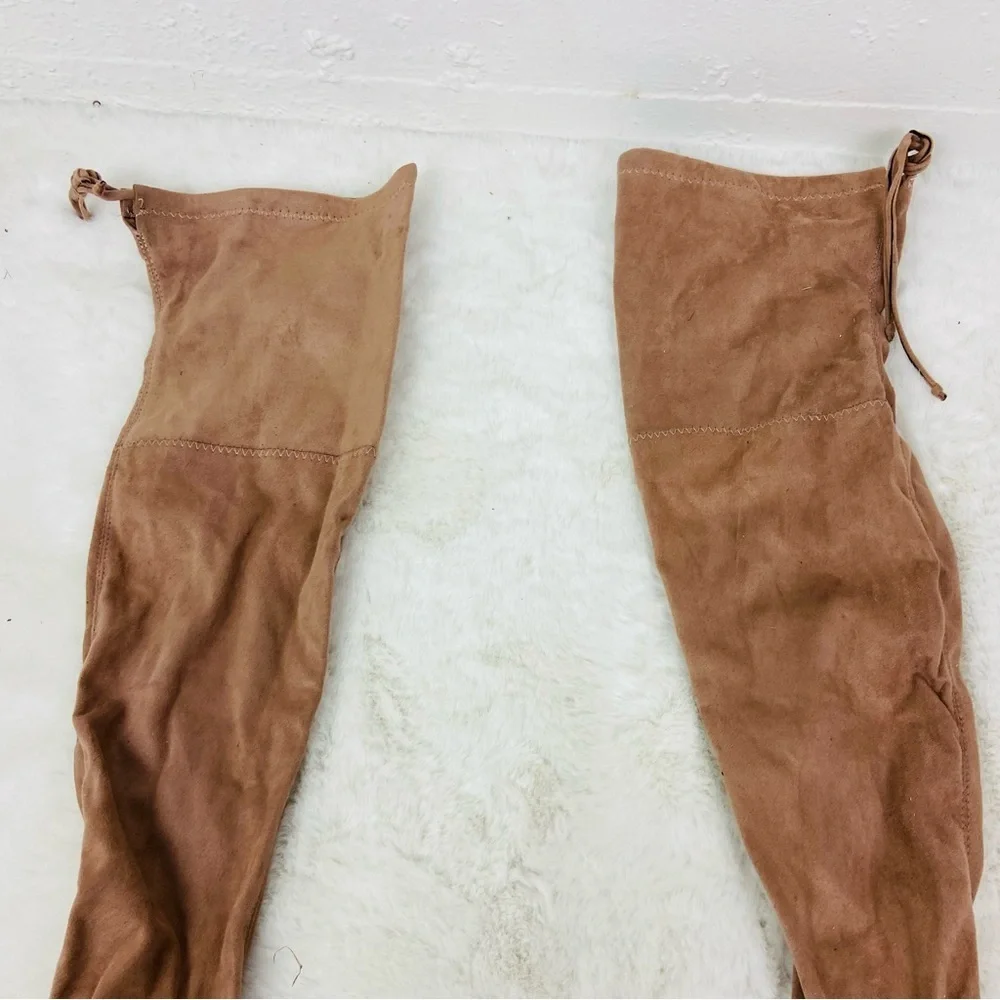 Catherine Malandrino sexy Suede Over-the-Knee heeled Boots in Tan size 7.5
